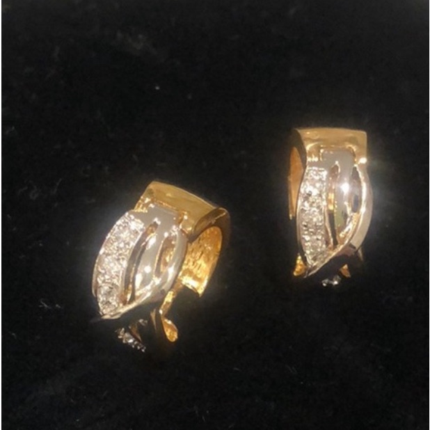 Cubic Zirconia Gold Twist Ear Hugger Hoop Earrings-Boutique 39$